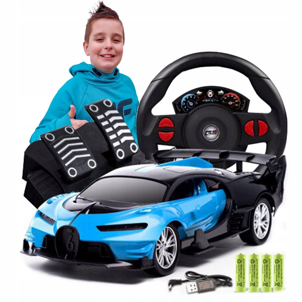 Veľké auto na diaľkové ovládanie v pomere 1:16 s volantom a ľahkými plynovými pedálmi
